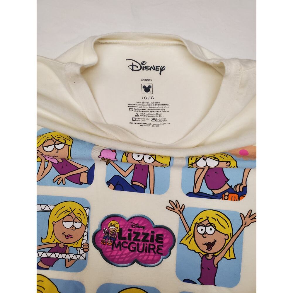Disney Lizzie McGuire Comic Panel Graphic T-Shirt LG Y2K Cream - Picture 2 of 5